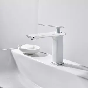 SANIPRO लक्जरी सफेद शौचालय पीतल झरना चिलमची नल के पानी के नल गर्म और ठंडे बाथरूम सिंक बेसिन मिक्सर नल