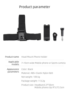 Support de fixation pour caméra POV avec pince serre-tête et griffe porte-accessoire pour <span class=keywords><strong>iPhone</strong></span> 17 16 15/GoPro 13 12 - Product Image 2