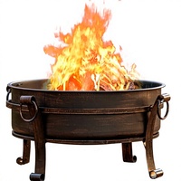 Grille de foyer en fer robuste 3-en-1 de 36 pouces avec couvercle étanche et grille à bûches thermolaquée pour usage extérieur au feu de bois