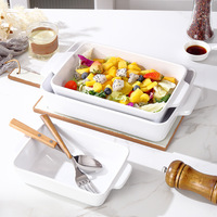 Ensemble de plats de cuisson carrés en céramique à double poignée avec plat à fromage, plat à pâtes et plateau de four – Essentiels pour la cuisson au four et au micro-ondes