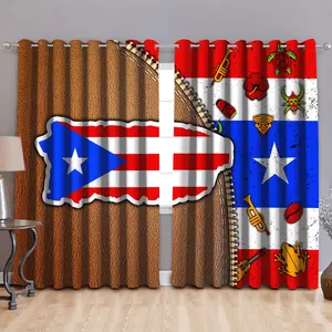 Cortinas opacas para ventana de dormitorio, bloqueador solar para sala de estar, Puerto Rico personalizado, de lujo