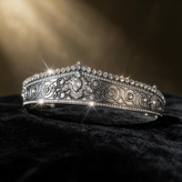 Couronne de mariée vintage baroque, diadème de reine en strass, style cour européenne, accessoire de cheveux pour mariage, fête, bal et concours de beauté