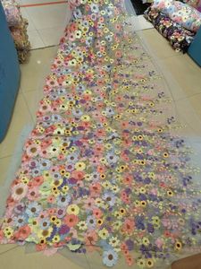 Tela de Encaje de Tul Francés Suave con Flores 3D y Bordado Multicolor para Mujer, Precio Competitivo de Affninty - Product Image 4
