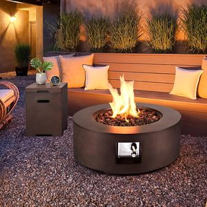 2-Piece <b>Gas</b> <b>Fire</b> <b>Pit</b> <b>Outdoor</b> Propane Firepit Table Concrete <b>fire</b> <b>Pit</b> with Weather-Resistant <b>Pit</b> Cove Mail order packing - Product Image 4