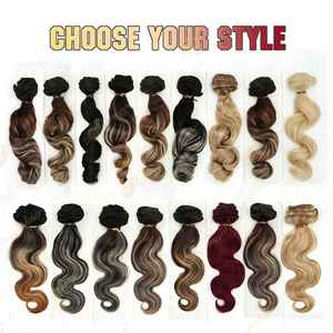 Clip in Ombre Hair Clip in Hair Loose <b>Wave</b> <b>Body</b> <b>Wave</b> 100% Remy Human Hair Ombre Blonde Clip in Hair Extension 7 Pieces Clip Hair - Product Image 4