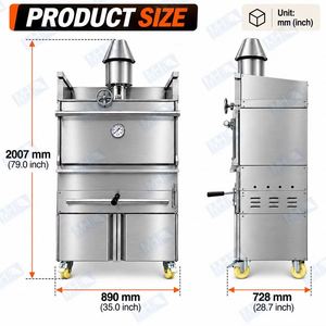 Parrilla de Carbón Estilo <span class=keywords><strong>Argentino</strong></span> Comercial Personalizada, Horno de Barbacoa de Madera para Exteriores de Doble Altura Ajustable y Alta Resistencia - Product Image 2