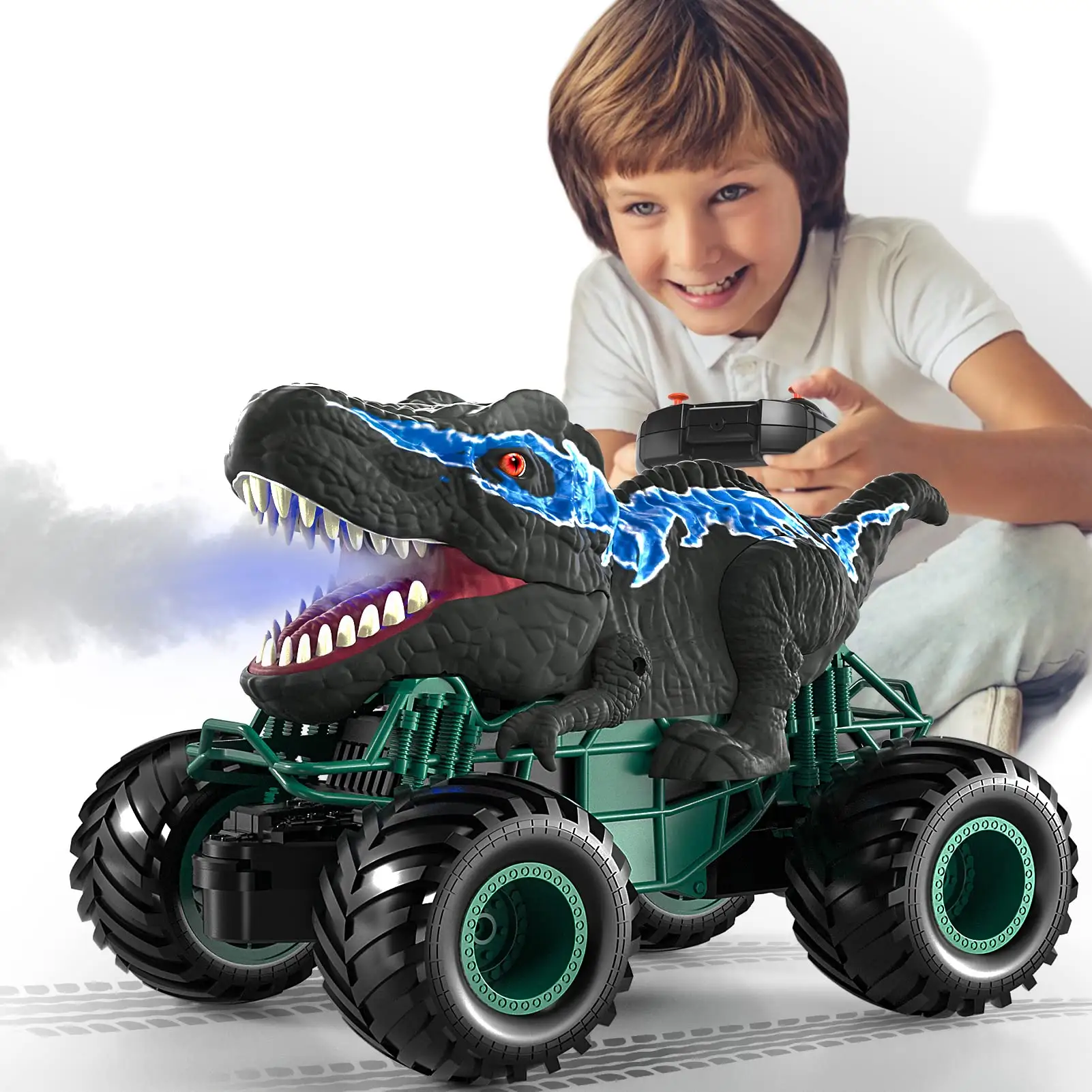 Amazon Best Seller RC Dinosaur Truck 2.4G Spray Simulation Dino Remote Control Car For Kids Jurassic Radio Control Toys