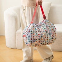Sac fourre-tout pliable et portable 2026 tendance, personnalisable avec logo, en tissu Oxford, écologique, durable, grande capacité, pour courses, rangement, avec sangle, pour aliments et ustensiles