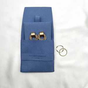 Blue Wholesale Custom Suede Jewelry Pouch Bag with Rings/<b>Bracelet</b> Holder 8*8+8 cm or Customized Size - Product Image 4
