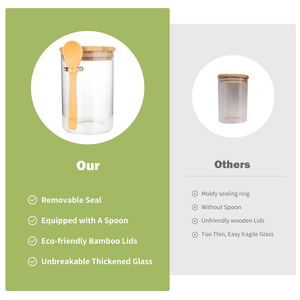 Wholesale Borosilicate Food <b>Containers</b> Cylinder High Borosilicate Heat Resistant <b>Glass</b> Storage Jar With Bamboo Lid - Product Image 2