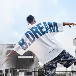 Châu Âu Và Mỹ Phong Cách Hip-Hop Thời Trang Lỏng Hip-Hop Biểu Tượng Tùy Chỉnh Màn Hình In Ấn Quá Khổ <span class=keywords><strong>Pima</strong></span> Cộng Với Kích Thước Người Đàn Ông Của T-Shirt - Product Image 2