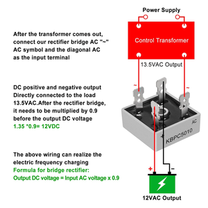 Diodo Rectificador de Puente KBPC5010 1000V 50A, Módulo Rectificador Monofásico de Onda Completa de CA a CC para Fuente de Alimentación y Electrónica - Product Image 4