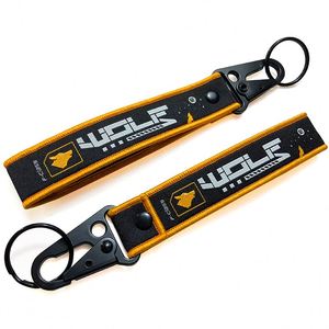 Custom Loop Woven Nylon Luggage Strap Lanyard Chain Motorcycle <b>Key</b> <b>Rings</b> Carabiner Keychain - Product Image 1