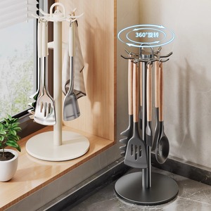 Kitchen <b>Rotating</b> Hook Spatula Holder Countertop <b>Storage</b> <b>Rack</b> Household Utensil Organizer 360 Degree Rotation - Product Image 1