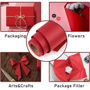 <b>Red</b> Kraft Wrapping <b>Paper</b> Roll 1734L x 1.4934W Solid Color For Birthday Wedding Baby Shower Christmas - Product Image 6