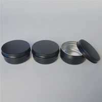 50ml 50g 1.7 oz Noir Rond Crème Pour Le Corps Stockage Pot En Aluminium Pot Conteneur Boîte En Étain avec Couvercle À Vis
