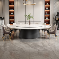 Table à manger en dalle de pierre avec plateau tournant, plaque de cuisson à induction, design minimaliste en acier au carbone pliable pour hôtels et restaurants