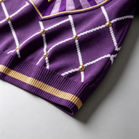 Chemises en tricot violettes de haute qualité sur mesure ODM, logo personnalisé, pull pour homme, broderie de patch, tricots violets pour homme