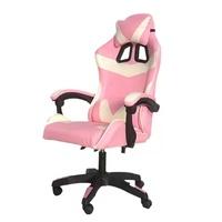Chaise de bureau gaming confortable et minimaliste en cuir PU, avec vérin à gaz 3 positions, base en acier inoxydable, accoudoirs et repose-pieds réglables