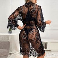 X2514 nouveau Xxxl Sexy filles vidéo dames dentelle noire Transparent brodé dames grande taille vêtements de nuit pour femmes longue Robe pour femmes