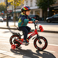 Bicicleta Infantil Ajustable al por Mayor de Fábrica con Caja de Música, Luz Delantera, Portavasos y Ruedas de Entrenamiento para Niños de 2 a 12 Años