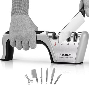 Kit <span class=keywords><strong>Profesional</strong></span> de <span class=keywords><strong>Afilador</strong></span> de Cuchillos de Cerámica Ecológico Antideslizante de 4 Ranuras con Múltiples Granos, Sistema de Afilado Manual Chef's <span class=keywords><strong>Choice</strong></span> - Product Image 1