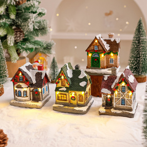 Décoration de table miniature maison de Noël en résine lumineuse LED pour dropshipping Shopify, cadeau de vacances, ornement - Product Image 3