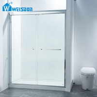 Porte de douche coulissante double en verre trempé avec cadre en aluminium Weisdon Minimalist Home Bathroom
