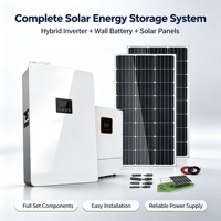 Système complet de stockage d'énergie solaire, onduleur hybride, batterie LiFePO4 murale, panneaux solaires monocristallins en silicium, ensemble complet
