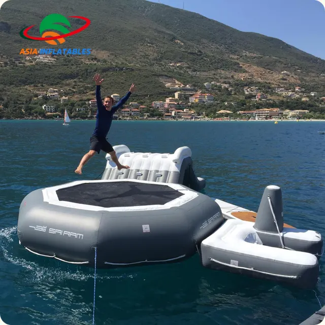 Aqua Jump Wasser Schwimm Trampoline, Aufblasbare Wasser Trampoline Mit Rutsche für Freizeitpark