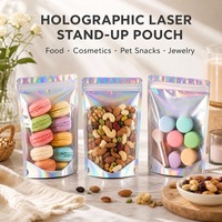 Sacs rétractables holographiques double face en PE de 4x6 pouces, anti-odeur, antistatiques, refermables avec fermeture éclair, pour emballage alimentaire, aliments pour animaux, gelée