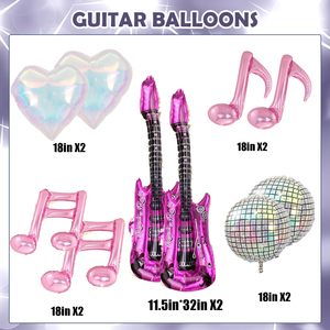 Combo de Globo Inflable de <span class=keywords><strong>Guitarra</strong></span> Rockera y Nota Musical - Decoración Inflable Divertida para Fiestas de Cumpleaños y Espectáculos - Product Image 1
