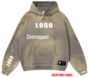 Sudadera con Capucha para Hombre, Personalizable con Logotipo, Estilo Vintage, Corte Holgado, 500 g/m², Felpa Francesa, Talla Grande, Sin Cordones, Lavado Ácido - Product Image 2