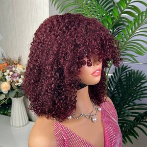Perruque à franges ondulées de haute qualité à prix de gros, 100% cheveux humains - Product Image 3
