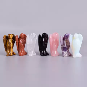 Figurine d'ange en pierre précieuse naturelle, sculpture en pierre sculptée, ornement de guérison en cristaux mixtes pour la décoration intérieure et les cadeaux - Product Image 4