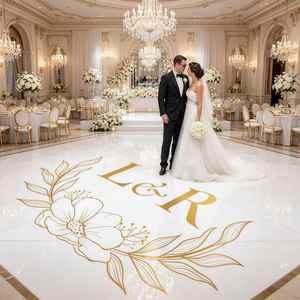Autocollant de sol en vinyle personnalisé, autocollant de piste de danse pour mariage avec nom et date pour réception de mariage, fête d'anniversaire, fiançailles - Product Image 1