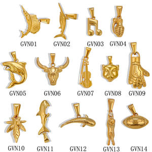 Nuevo 18K PVD oro Acero inoxidable colgantes tiburón guitarra música <span class=keywords><strong>Granada</strong></span> buey cabeza encanto Pebdant para la fabricación de joyas - Product Image 1