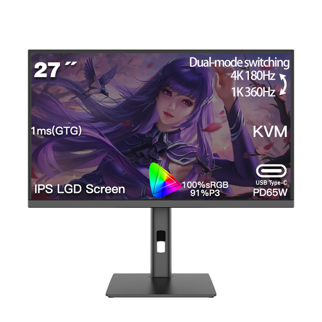 27-Inch 4K 180HZ/1K 360HZ Dual-Mode Switching Type-C Monitor for Desktop E-Sports & Gaming High Refresh Rate Display Screen