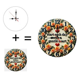 <b>Round</b> Wooden Wall Clock 25x25Cm Farmhouse Style Silent Indoor Home Decor - Product Image 6