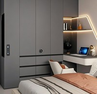 Armoire en bois massif intégrée de style européen moderne avec bureau intégré, meubles modulaires écologiques pour hôtel, salon, chambre à coucher
