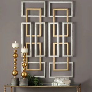 Nouvel arrivage Décoration murale à cadre métallique Deux pièces pour bureau à domicile Art métallique pour salon chambre à coucher Décoration intérieure améliorée - Product Image 1