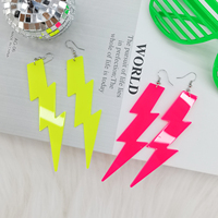 Boucles d'oreilles YACHEN en PS fluorescentes couleur bonbon, pendentif éclair néon, pour mariage, anniversaire, Nouvel An, déguisement, danse, pour femmes