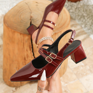 Sandali Donna Senza Tallone Misura Europea, Nuovi Modelli Estivi 2025 Stile Francese, Punta Chiusa, Mary Jane <span class=keywords><strong>con</strong></span> <span class=keywords><strong>Tacco</strong></span> Grosso - Product Image 2