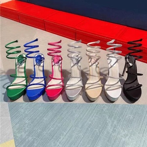 Bling Rhinestone Ankle Wrap Women's Platform Stiletto High Slim <b>Heels</b> Sexy Crystal Diamonds Sandals <b>Round</b> Open <b>Toe</b> Shoes - Product Image 6