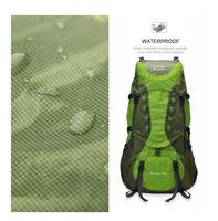 Sac à dos de randonnée et de voyage extérieur léger et durable en nylon ripstop 70L, imperméable, avec port USB, doublure en polyester et motif lettres