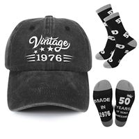 Casquette de baseball unisexe ViEinkaufen Vintage pour 50e anniversaire avec motif lettres en PVC et chaussettes pour homme, 6 panneaux réglables