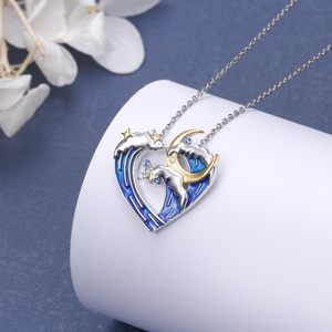 Joyería de moda onda azul diamante collar amor y libertad estrella mar encanto colgante clavícula collar océano joyería - Product Image 2