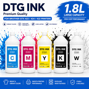 Tinta <span class=keywords><strong>de</strong></span> Pigmento <span class=keywords><strong>DTG</strong></span> <span class=keywords><strong>de</strong></span> Alta Calidad a Base <span class=keywords><strong>de</strong></span> Agua, Botella <span class=keywords><strong>de</strong></span> 1.8L, CMYK, Tinta Blanca para Tela, para <span class=keywords><strong>Impresora</strong></span> <span class=keywords><strong>DTG</strong></span> Brother GTX 422 423 424 con Chip - Product Image 1
