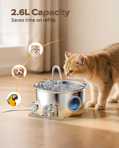 Bebedero Automático para Gatos de 2.2L, Fuente para Gatos de Acero Inoxidable, Ultrasilencioso y que Proporciona Agua Fresca, Fuente de Agua para Mascotas - Product Image 2