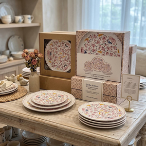 Juego de Vajilla de Cerámica Floral Rosa Romántico Personalizado, Platos de Porcelana con Calcomanías Vintage, Aptos para Lavavajillas, para Bodas y Venta al por Menor - Product Image 4